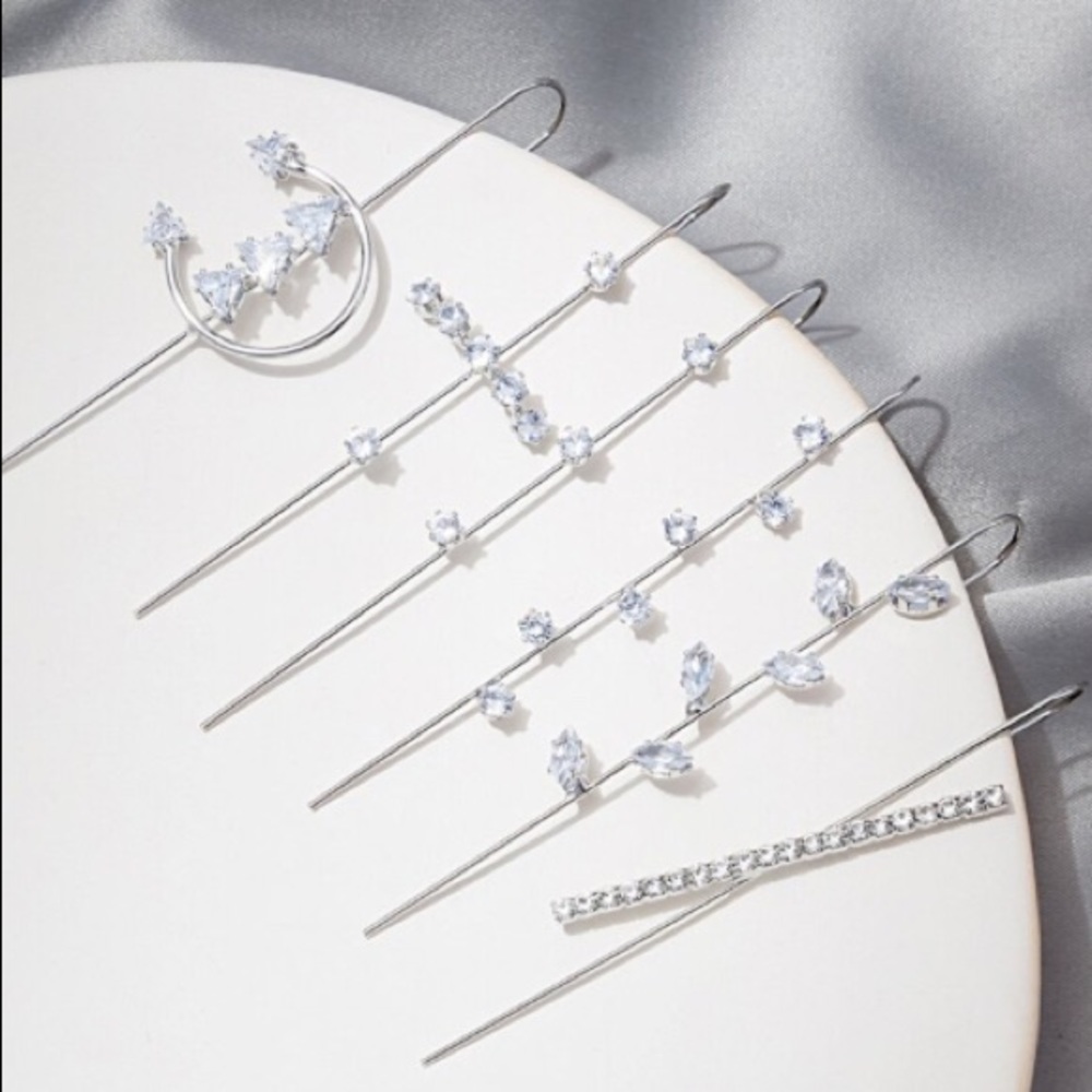 6 Piece Silver Ear Climber Set